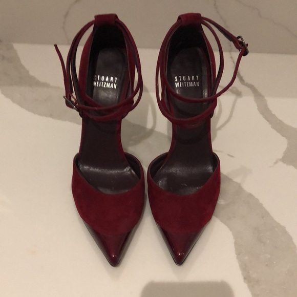 STUART WEITZMAN deep red suede/patent leather heels - Picture 6 of 9